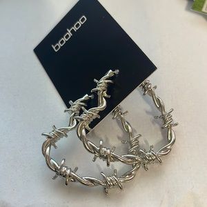 Barbed Wire Heart Hoop Earrings